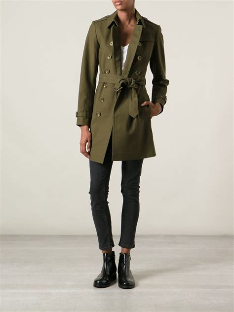 burberry brit army green jacket size|Long Cotton Blend Trench Coat in Military .